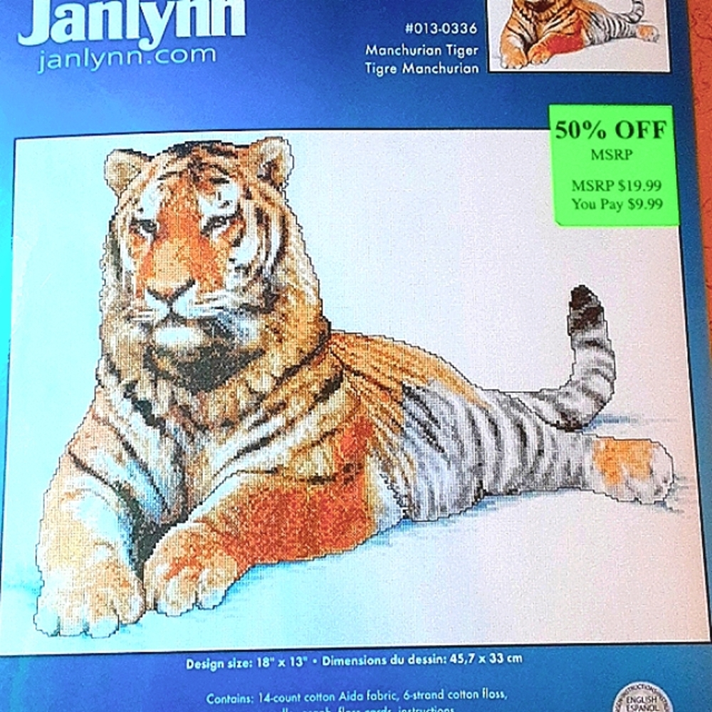 Manchurian Tiger Counted Cross Stitch Kit New Factory Sealed